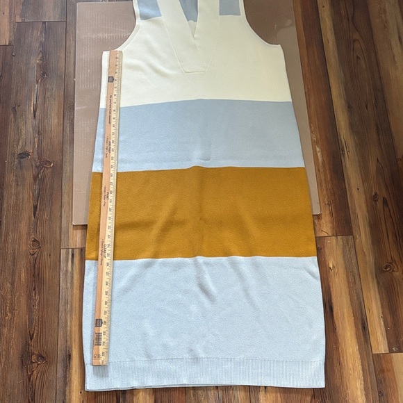 J. Crew Sleeveless Midi Dress - White, Mustard, Light Blue Size Large - Picture 6 of 7